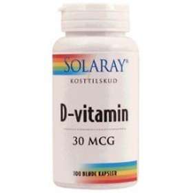 Solaray D-vitamin 30mcg 100 Kapslar