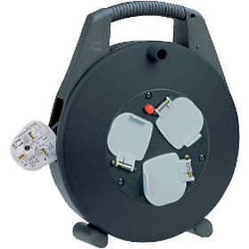 Brennenstuhl Vario Line 3-Way Electric Reel With USB / Mini Extension Cable (Indoor Cable Reel With USB Charging Function And 10 M Cable, Made In Germany) Black