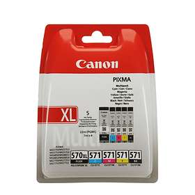Canon CLI-571C/M/Y/BK (Cyan/Magenta/Gul/Svart) + PGI-570PGBK XL (Pigmentsvart)