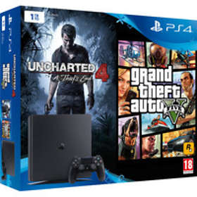Sony PlayStation 4 (PS4) Slim 1To (+ Uncharted 4 + Grand Theft Auto V)