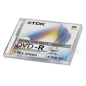 TDK DVD+R 4,7Go 16x Pack de 1 Boîtier cristal Jet d'Encre