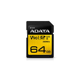 Adata Premier One SDXC Class 10 UHS-II U3 V90 290/260Mo/s 64Go