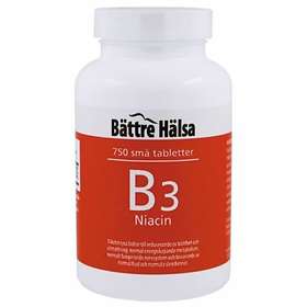 Bättre Hälsa B3 Niacin 10mg 750 Tabletit