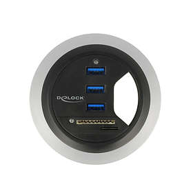 DeLock USB 3.0 In-Desk Card Reader for microSD/SD with USB hub (62869)