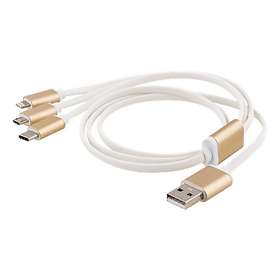 EPZI USB A - USB Micro-B 2.0 (with Lightning and USB C) 1m