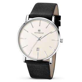 Montre Classique Homme Accurist London 7094 - Boîtier Or Et Noir, Bracelet Cuir Marron - Occasion En Bon état