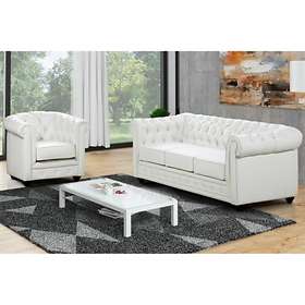 Vente Unique Chesterfield Läder (3-sits + Fåtölj)