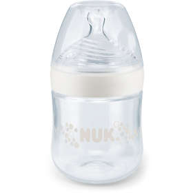 Nuk Nature Sense biberon en verre, 0-6 mois, Contrôle de température,  Tétine en silicone, Valve anti-coliques, Sans BPA, 120 ml 10211027