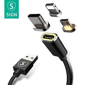 SiGN Magnetic 2,4A USB A - Lightning/USB Micro-B 2.0/USB C 1m