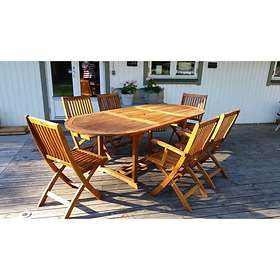 Eden Wood Grupp Clinton 220x100cm (inkl. 4st Karmstolar, 2st Brafab Turin 140x80cm Matbord • Se pris (8 butiker) hos