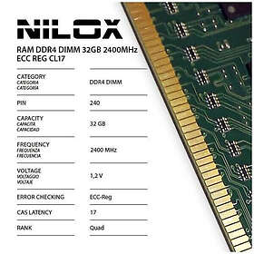 Nilox DDR4 2400MHz ECC Reg 32Go (NXR322400M1C17)