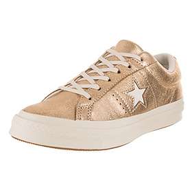 one star metallic leather low top
