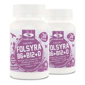 HealthWell Folsyra+B6+B12 + D 180 kaps