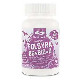 HealthWell Folsyra+B6+B12 + D 90 Kapslar