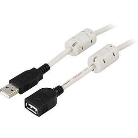 Deltaco Ferrit USB A - USB A M-F 2.0 1m