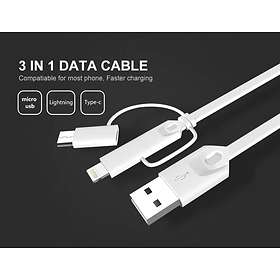 Mcdodo 2,1A 3in1 USB A - USB Micro-B (with USB C and Lightning) 2.0 1m