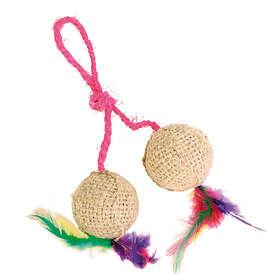 Trixie 2 Balls With Feathers On A Rope