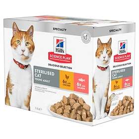 Hills Feline Delicious Selection Sterilised Cat Young Adult Pouch 12x0,085kg