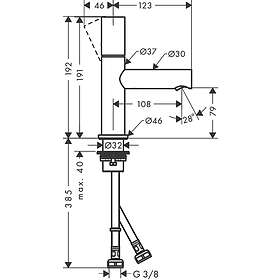 Axor Uno 80 Tvättställsblandare 45005340 (Borstad Svart Chrome)