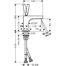 Axor Citterio 90 Tvättställsblandare 39035340 (Borstad Svart Chrome)