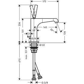 Axor Citterio E 130 Tvättställsblandare 36100340 (Borstad Svart Chrome)