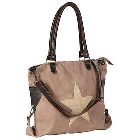 vidaXL Canvas & Real Leather Shopper Bag