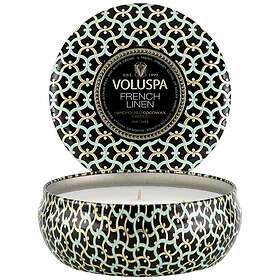 Voluspa 3-Wick Candle In Decorative Tin French Linen