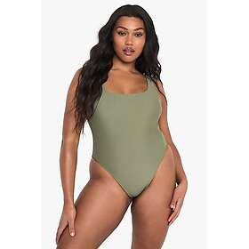Boohoo Plus Square Neck Scoop Back Stripe Swimsuit (Women's)