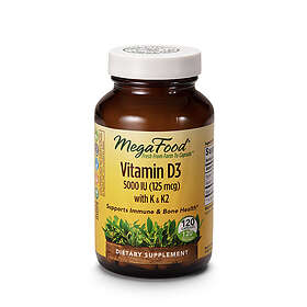 MegaFood Vitamin D3 5000IU with K & K2 120 Kapslar