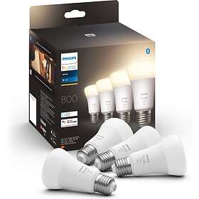 Philips Hue White LED E27 A60 2700K 800lm 9W 4-pack