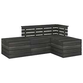 Vidaxl Piece Garden Pallet Lounge Set Solid Pinewood Dark Grey Hitta B Sta Pris P Prisjakt