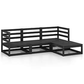 vidaXL 4 Piece Garden Lounge Set Black Solid Pinewood