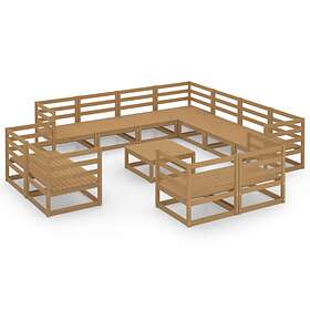 vidaXL 12 Piece Garden Lounge Set Honey Brown Solid Pinewood