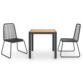 vidaXL 3 Piece Garden Dining Set PVC Rattan Black and Brown