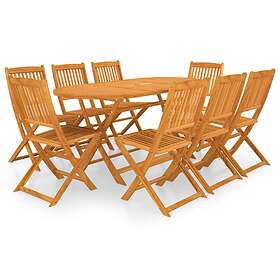 vidaXL 9 Piece Folding Garden Dining Set Solid Acacia Wood