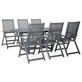 vidaXL 7 Piece Outdoor Dining Set Solid Acacia Wood Grey