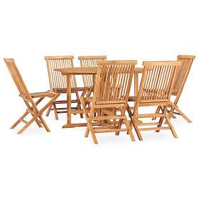vidaXL 7 Piece Folding Outdoor Dining Set Solid Teak Wood