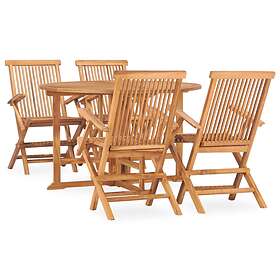 vidaXL 5 Piece Folding Outdoor Dining Set Solid Teak Wood