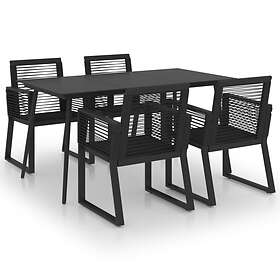 vidaXL 5 Piece Outdoor Dining Set PVC Rattan Black Best Price | Compare