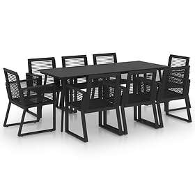vidaXL 9 Piece Outdoor Dining Set PVC Rattan Black