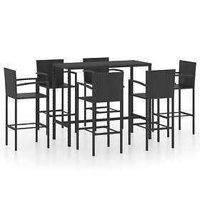 vidaXL 7 Piece Garden Bar Set Poly Rattan Black au meilleur prix