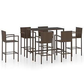 vidaXL 7 Piece Garden Bar Set Poly Rattan Brown au meilleur prix