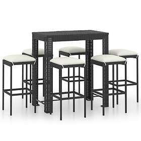 vidaXL 7 Piece Garden Bar Set with Cushions Poly Rattan Black au