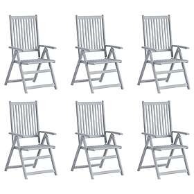 vidaXL Garden Reclining Chairs 6 pcs Grey Solid Acacia Wood