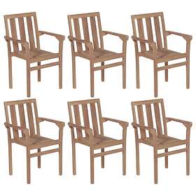vidaXL Stackable Garden Chairs 6 pcs Solid Teak Wood