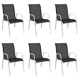 vidaXL Stackable Garden Chairs 6 pcs Steel and Textilene Black