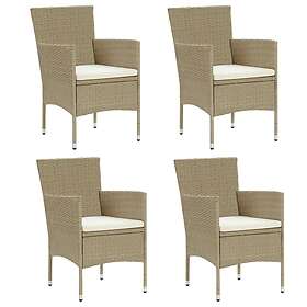 vidaXL Garden Dining Chairs 4 pcs Poly Rattan Beige