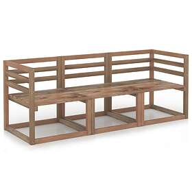 vidaXL 3 Piece Garden Pallet Sofa Set Brown Impregnated Pinewood