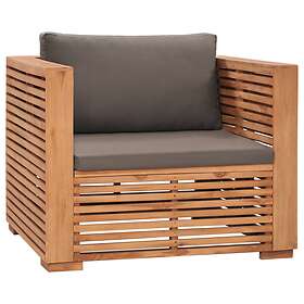 vidaXL Garden Sofa Chair with Dark Grey Cushions Solid Teak Wood