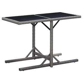 vidaXL Garden Table Anthracite 110x53x72 cm Glass and Poly Rattan